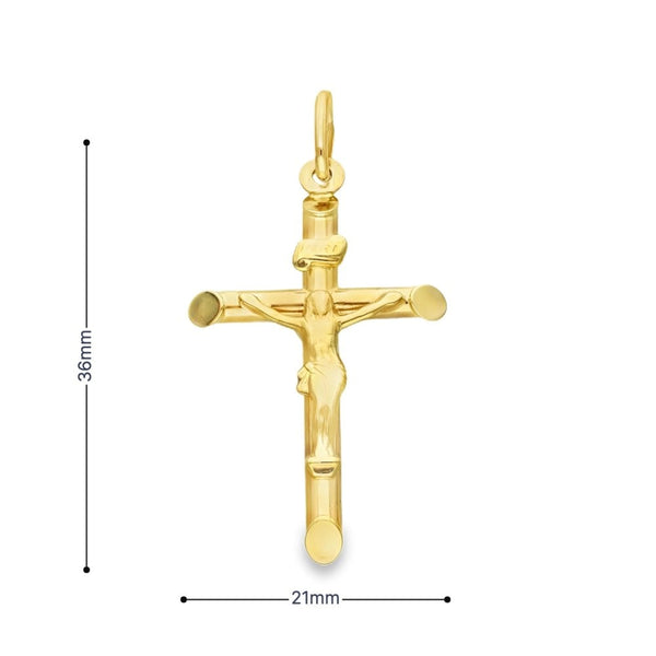 9ct Yellow Gold Crucifix Pendant - 21x36x4.5mm - 1.7g