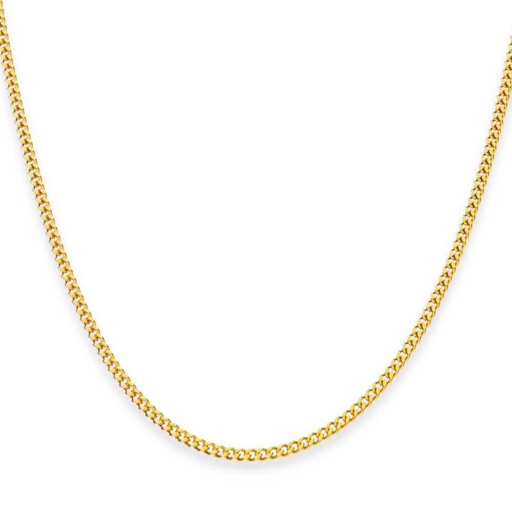 9ct Yellow Gold Fine Flat Curb Chain - 16" - 5.4g