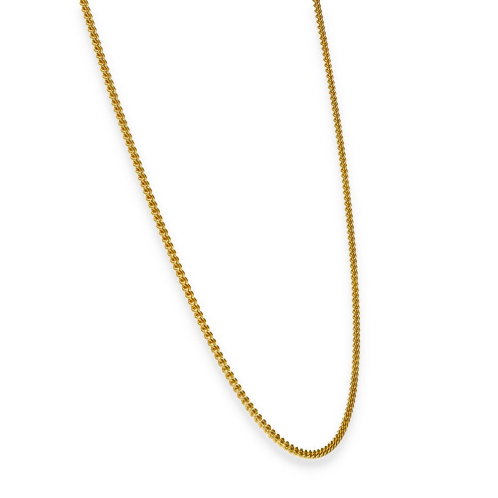 9ct Yellow Gold Fine Flat Curb Chain - 16" - 5.4g