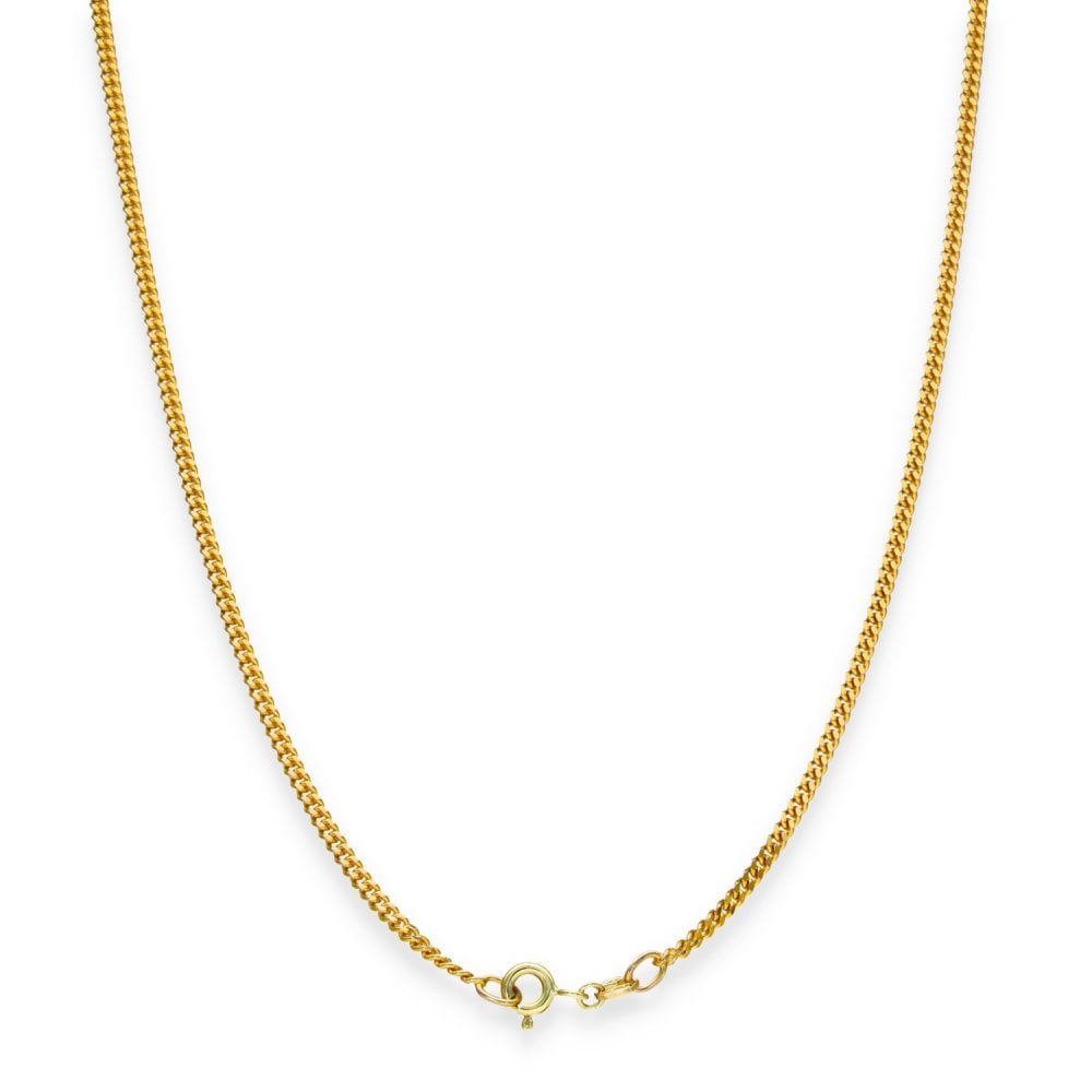 9ct Yellow Gold Fine Flat Curb Chain - 16" - 5.4g
