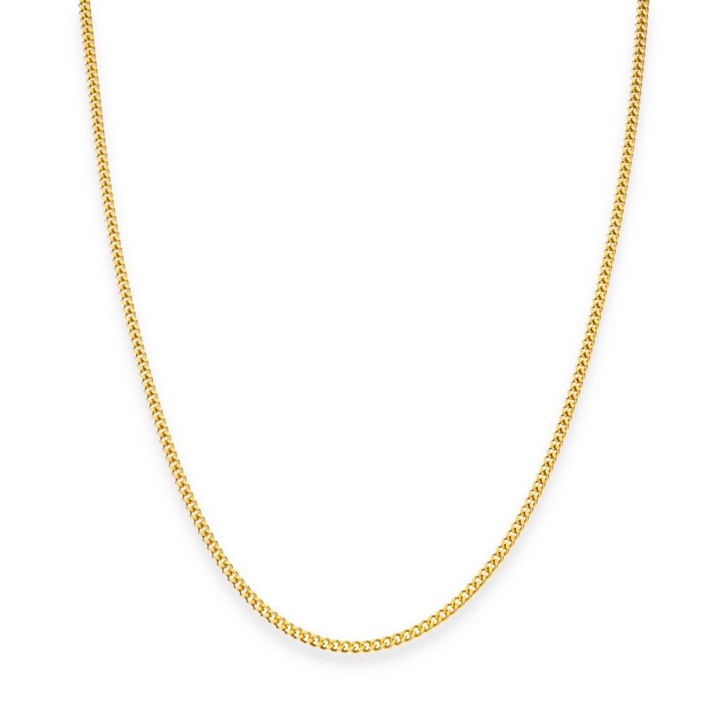 9ct Yellow Gold Fine Flat Curb Chain - 16" - 5.4g