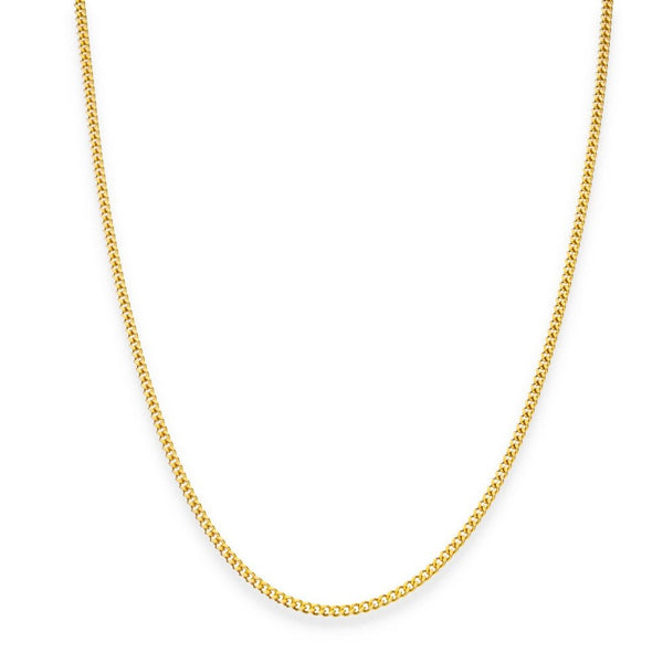 9ct Yellow Gold Fine Flat Curb Chain - 16" - 5.4g