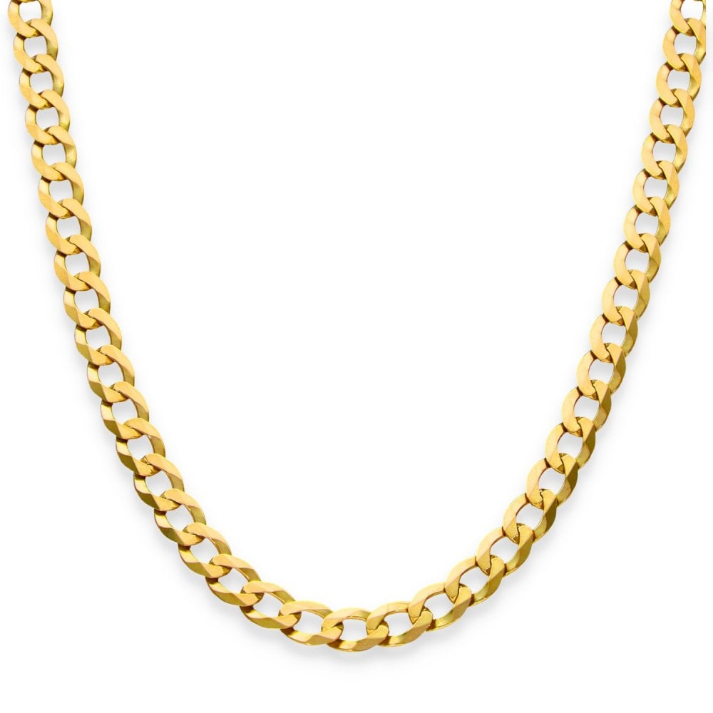 9ct Yellow Gold Flat Curb Chain - 20" - 15.5g