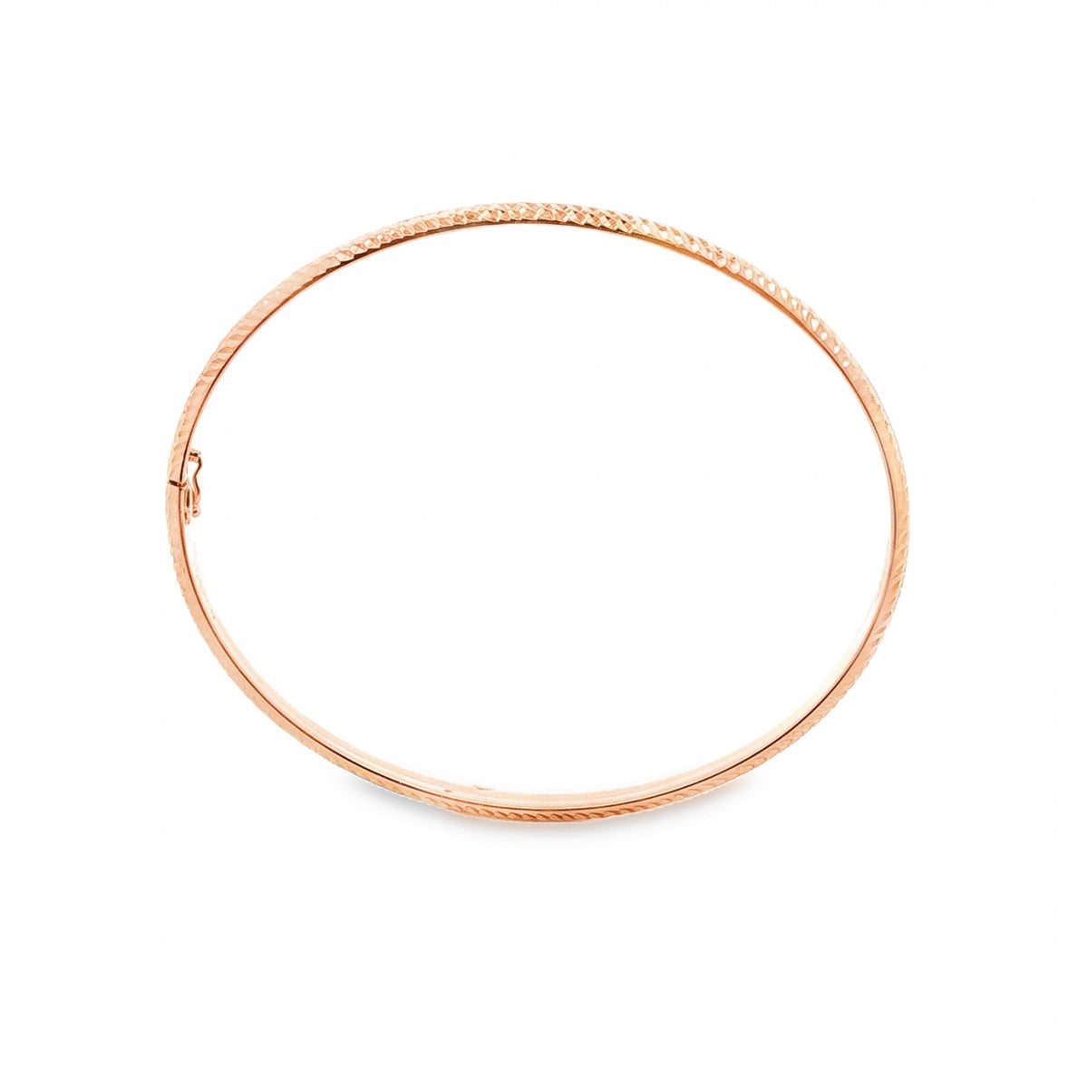 9ct Rose Gold Diamond-Cut Patterned Bangle - 18.5cm - 3.7g