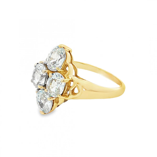 9ct Yellow Gold 4-Stone Cubic Zirconia Dress Ring - Size Q -4.0g