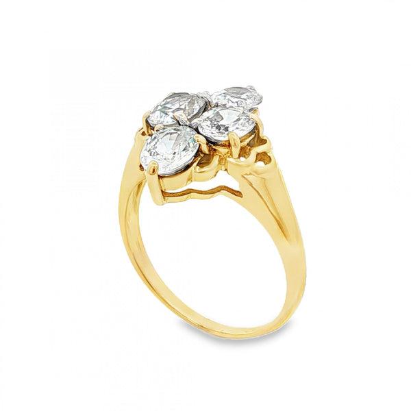 9ct Yellow Gold 4-Stone Cubic Zirconia Dress Ring - Size Q -4.0g