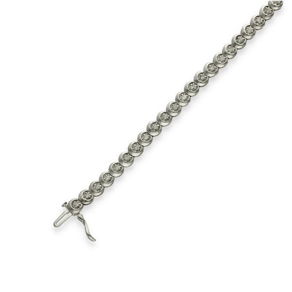 9ct White Gold Illusion-Set Diamond Tennis Bracelet - 7" -1.00ct