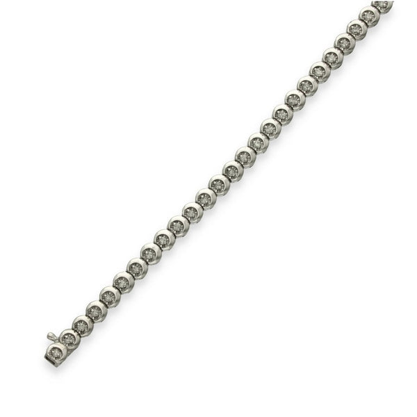 9ct White Gold Illusion-Set Diamond Tennis Bracelet - 7" -1.00ct