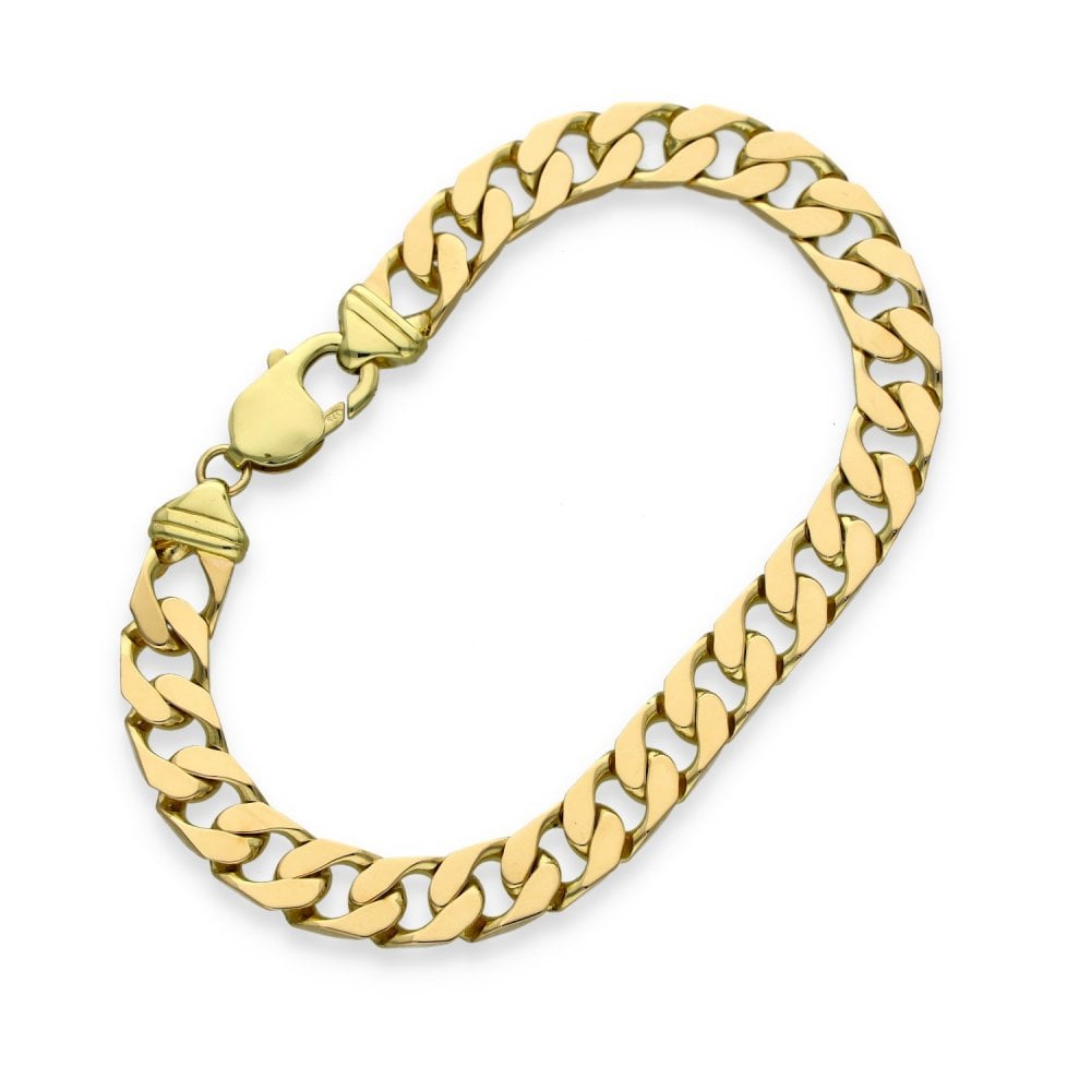 9ct Yellow Gold Flat Curb Bracelet - 8" - 24.8g