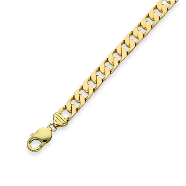 9ct Yellow Gold Flat Curb Bracelet - 8" - 24.8g