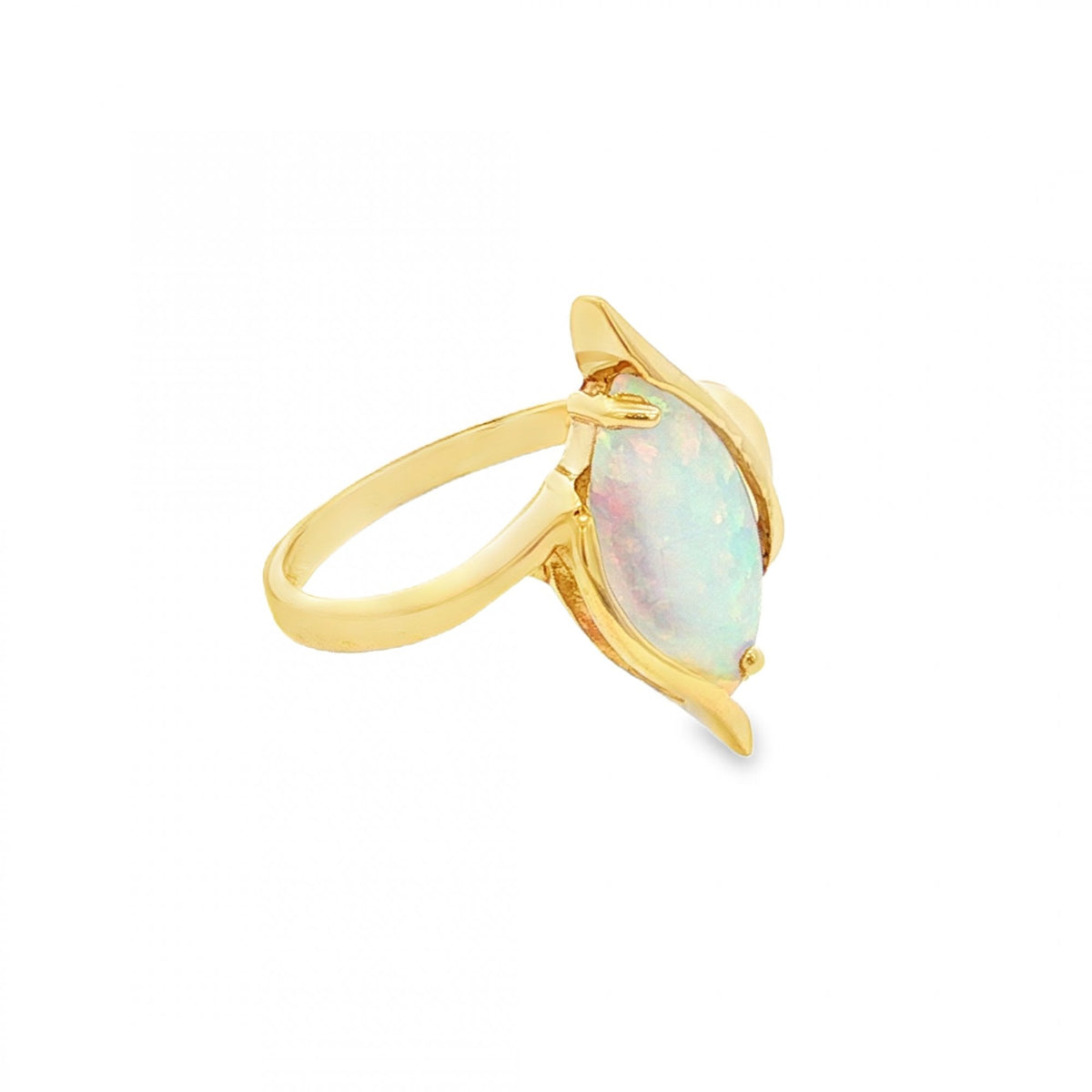 9ct Yellow Gold Marquise Opal Dress Ring - Size K - 2.2g