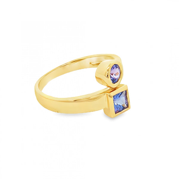 18ct Yellow Gold Tanzanite Twist Ring - Size L - 3.5g