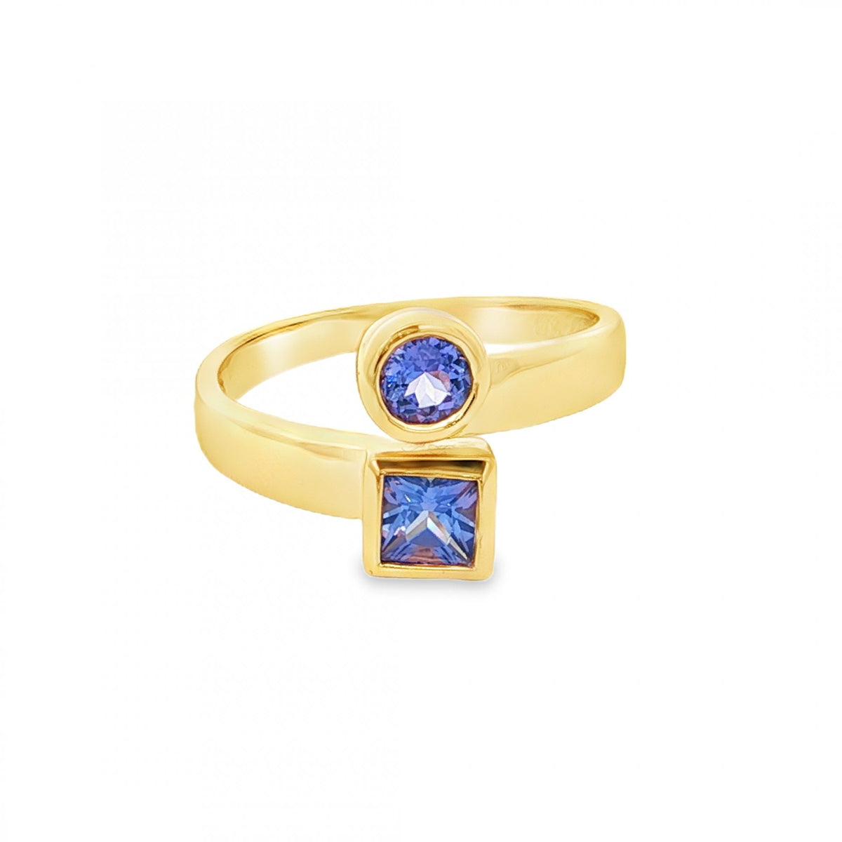 18ct Yellow Gold Tanzanite Twist Ring - Size L - 3.5g