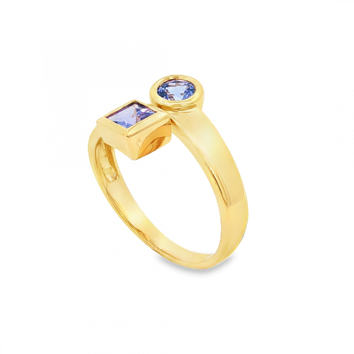 18ct Yellow Gold Tanzanite Twist Ring - Size L - 3.5g