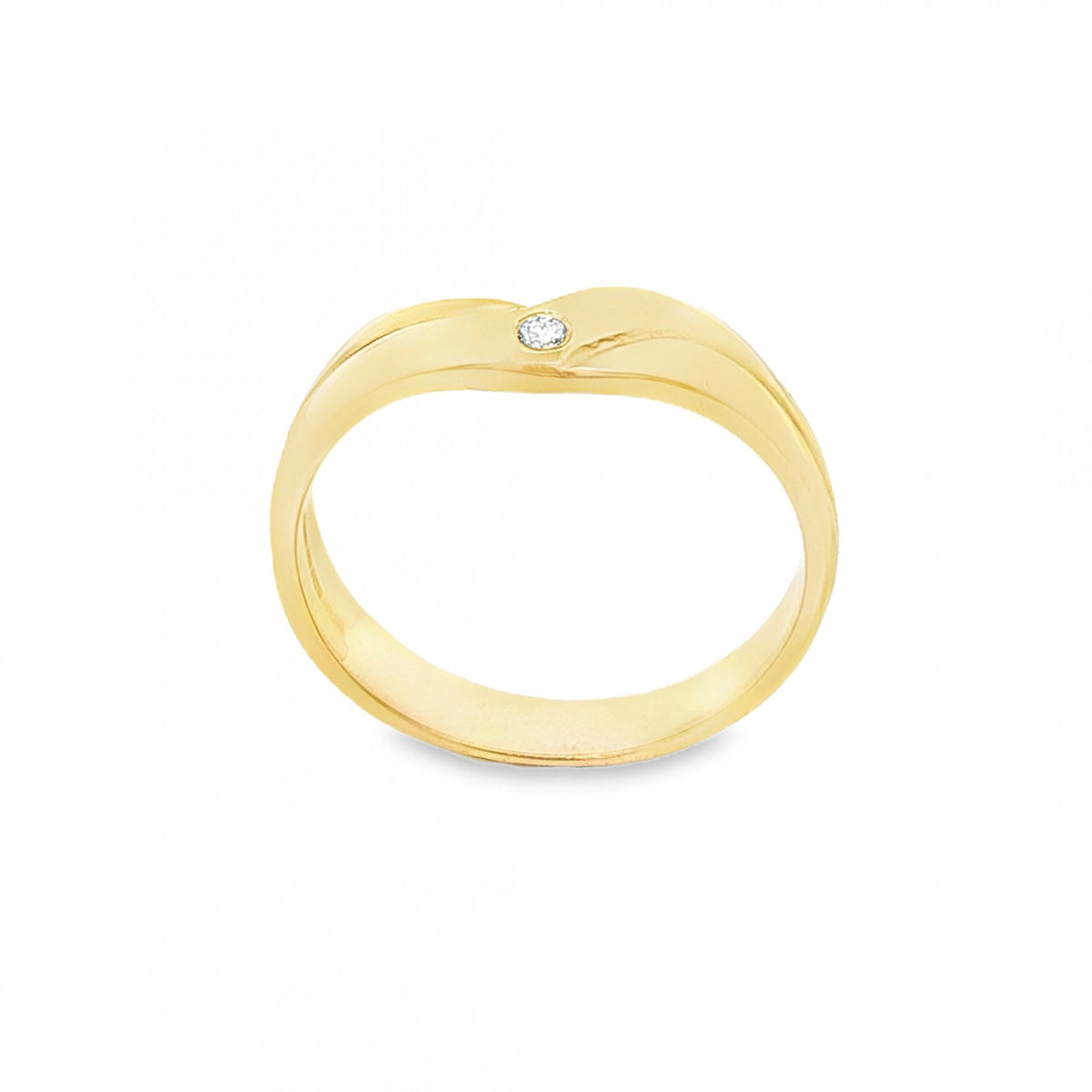 9ct Yellow Gold Diamond Wishbone Ring - Size N - 3.0g