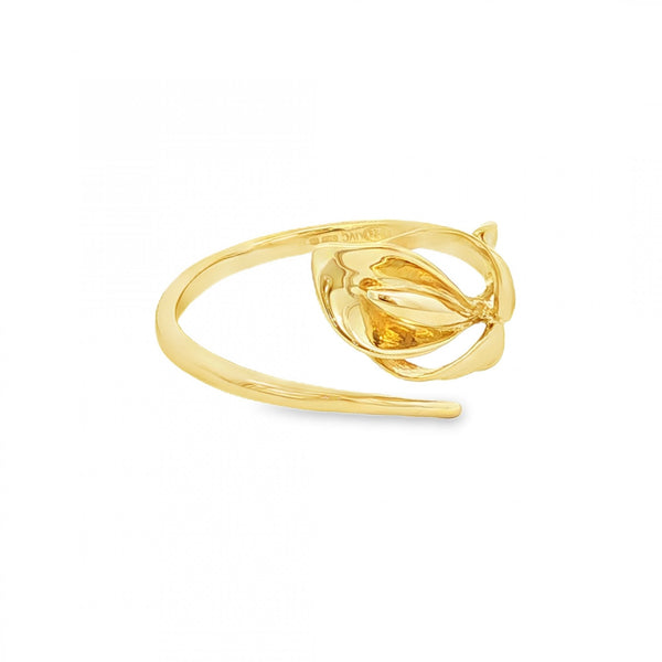 9ct Yellow Gold Leaf Motif Ring - Size Q - 2.3g