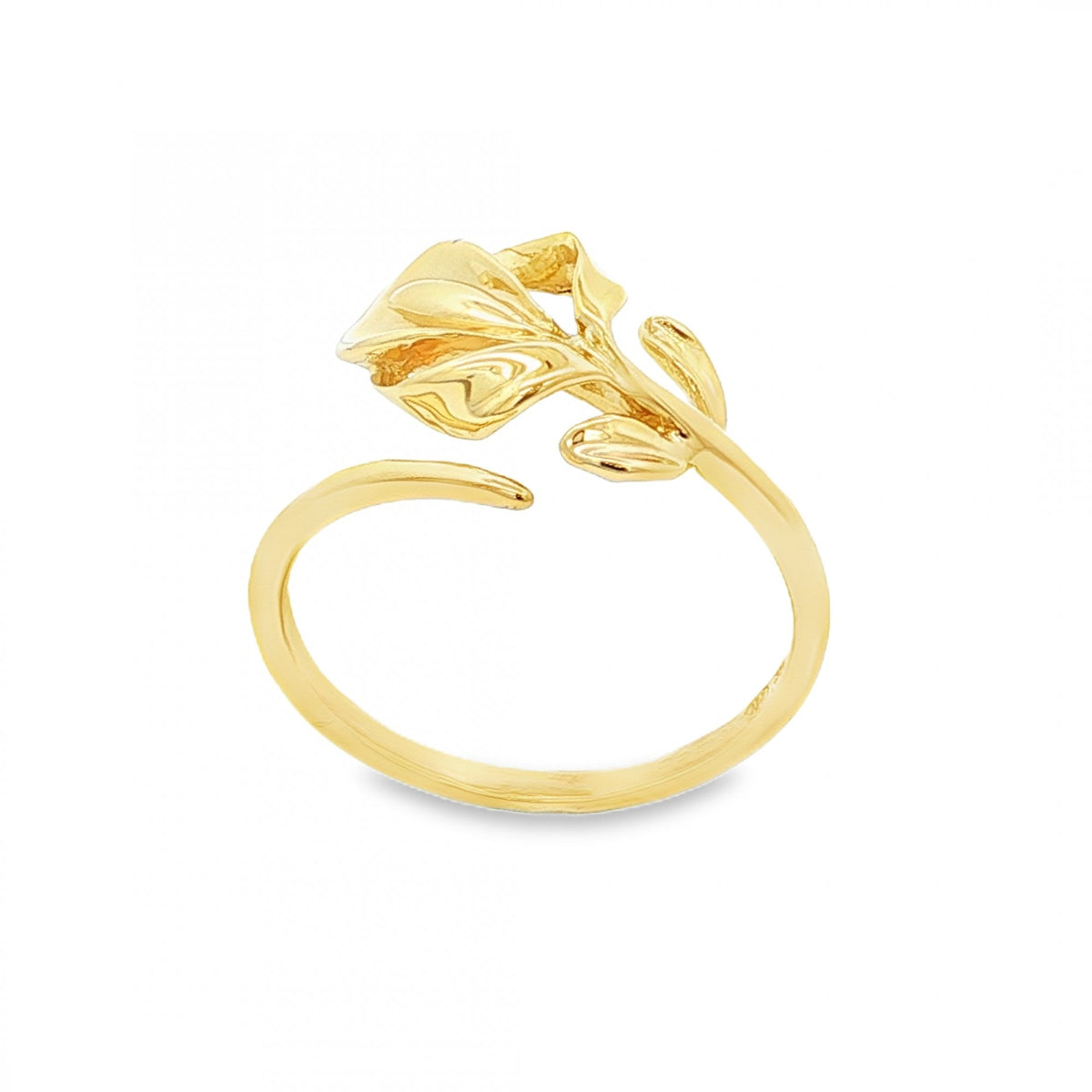 9ct Yellow Gold Leaf Motif Ring - Size Q - 2.3g