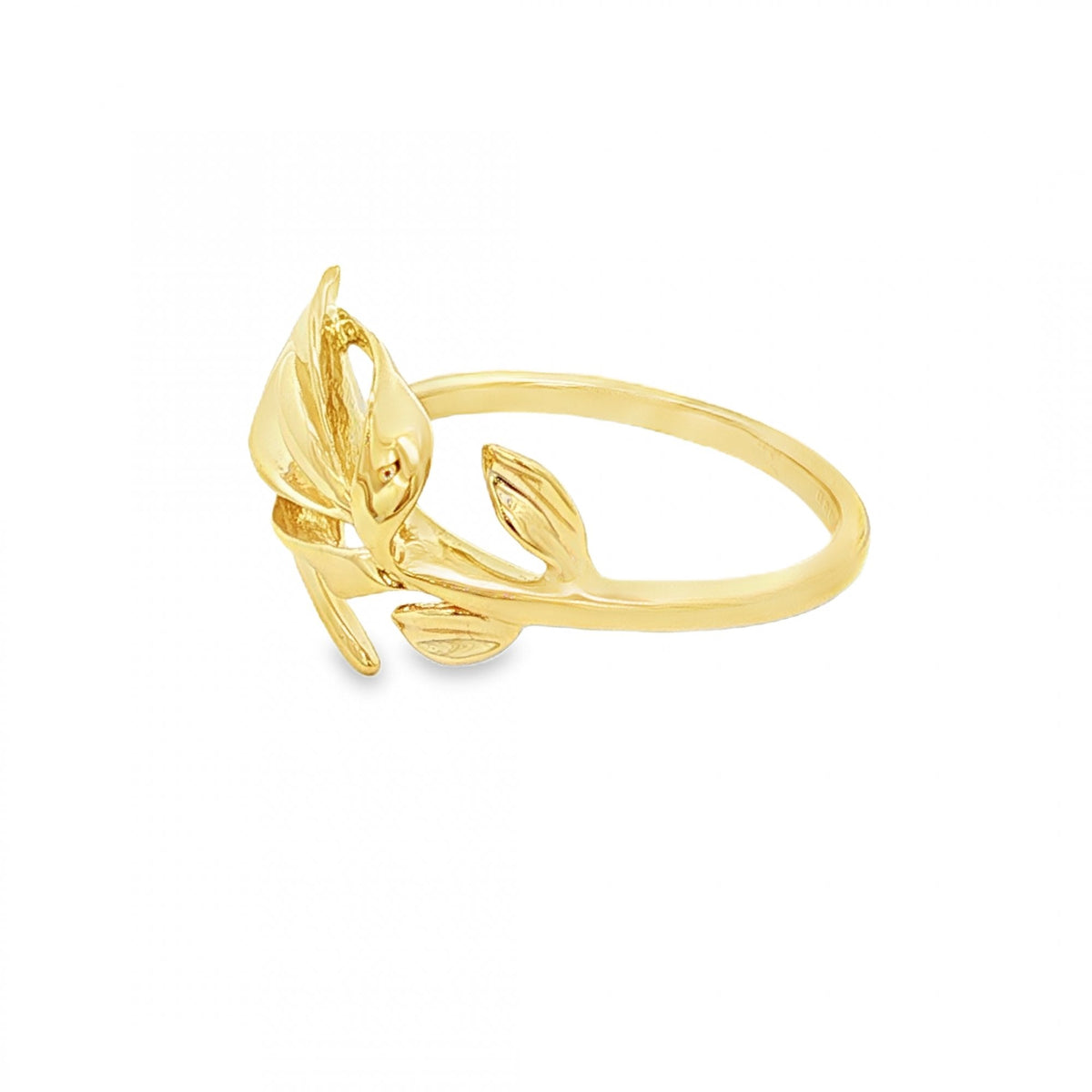 9ct Yellow Gold Leaf Motif Ring - Size Q - 2.3g