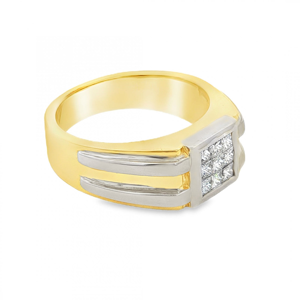 9ct Yellow Gold Diamond Signet Ring - Size T - 0.54ct