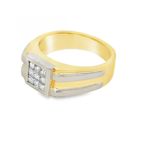 9ct Yellow Gold Diamond Signet Ring - Size T - 0.54ct