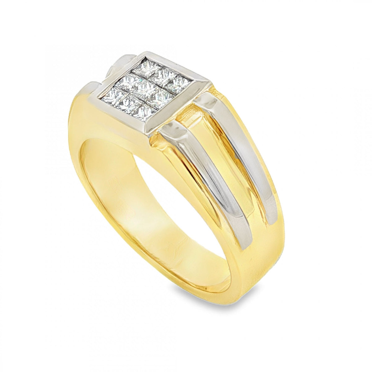9ct Yellow Gold Diamond Signet Ring - Size T - 0.54ct