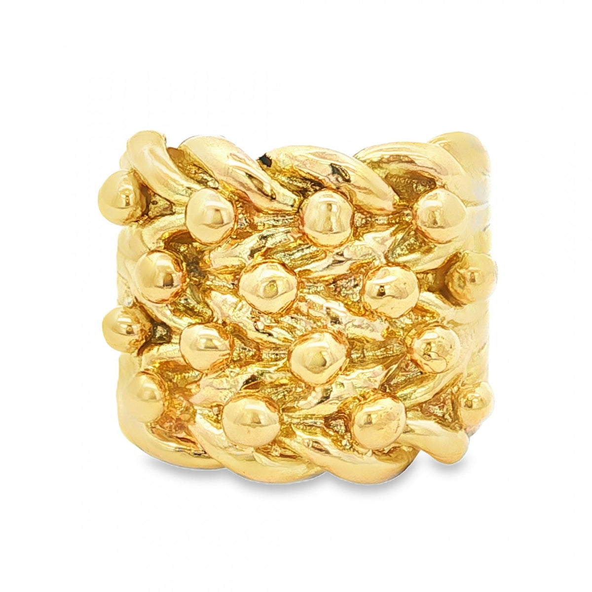 9ct Yellow Gold Heavy Shot Signet Ring - Size W½ - 32.6g