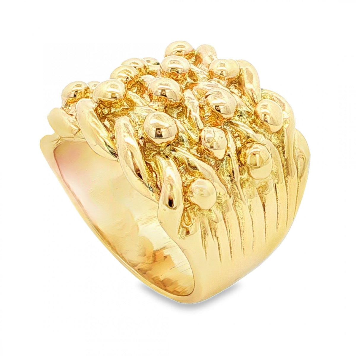9ct Yellow Gold Heavy Shot Signet Ring - Size W½ - 32.6g