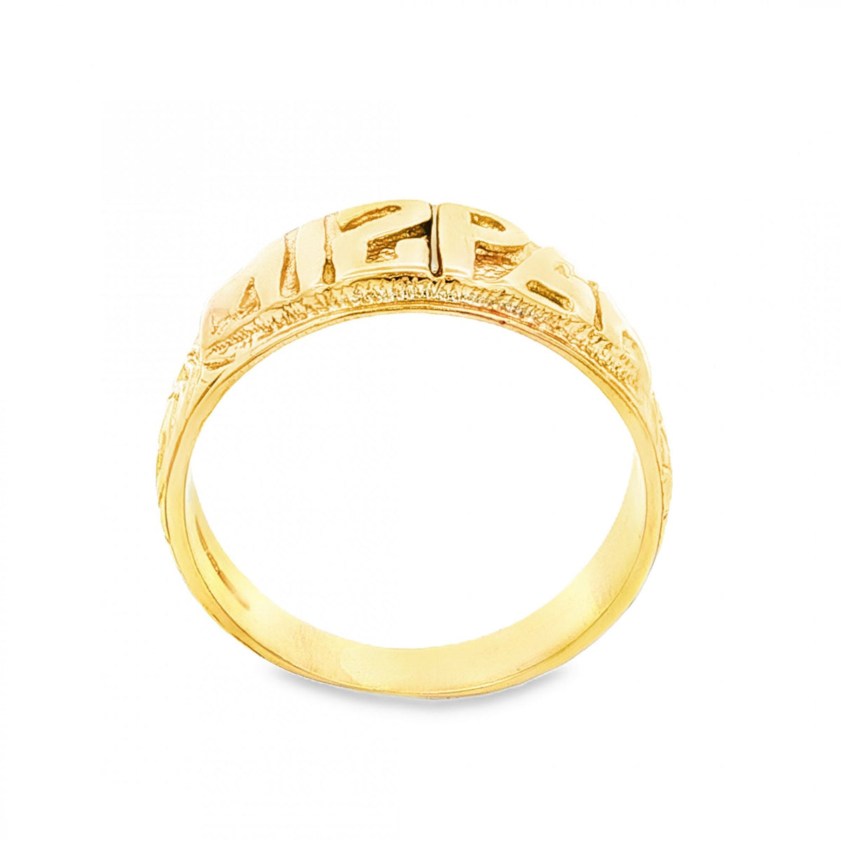 9ct Yellow Gold Mizpah Dress Ring - Size P½ - 8mm