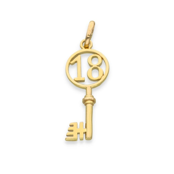 9ct Yellow Gold 18 Key Pendant - 14x37x4.5mm - 3.3g