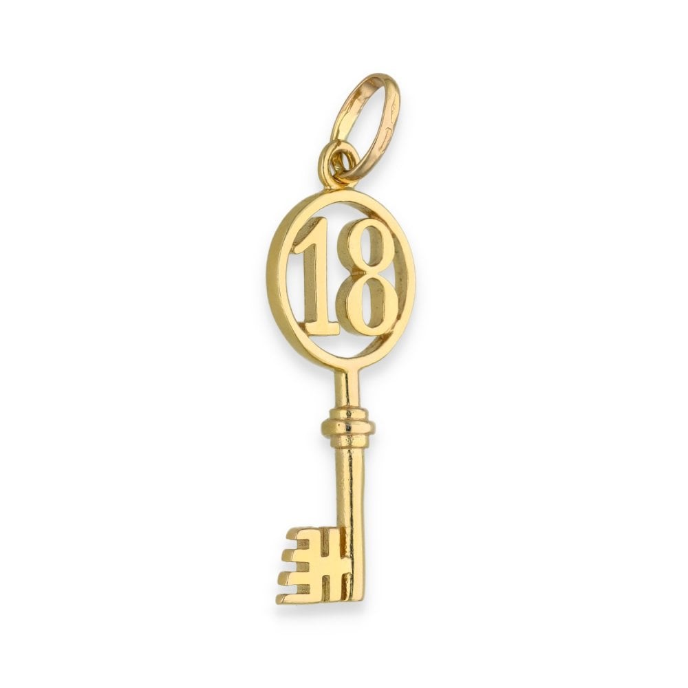 9ct Yellow Gold 18 Key Pendant - 14x37x4.5mm - 3.3g
