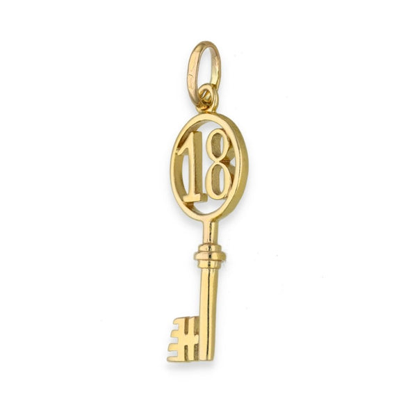 9ct Yellow Gold 18 Key Pendant - 14x37x4.5mm - 3.3g