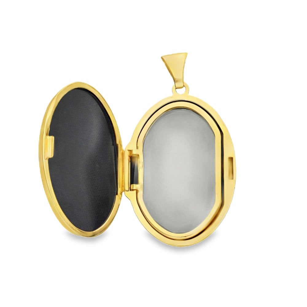 9ct Yellow Gold Oval Half-Feather Locket - 23x35x5mm - 4.9g