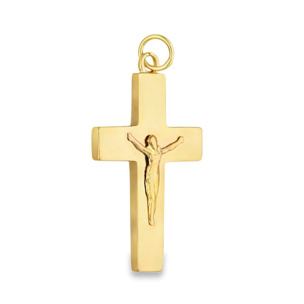 9ct Yellow Gold Crucifix Flat Block Pendant - 26x43x4mm - 12.8g
