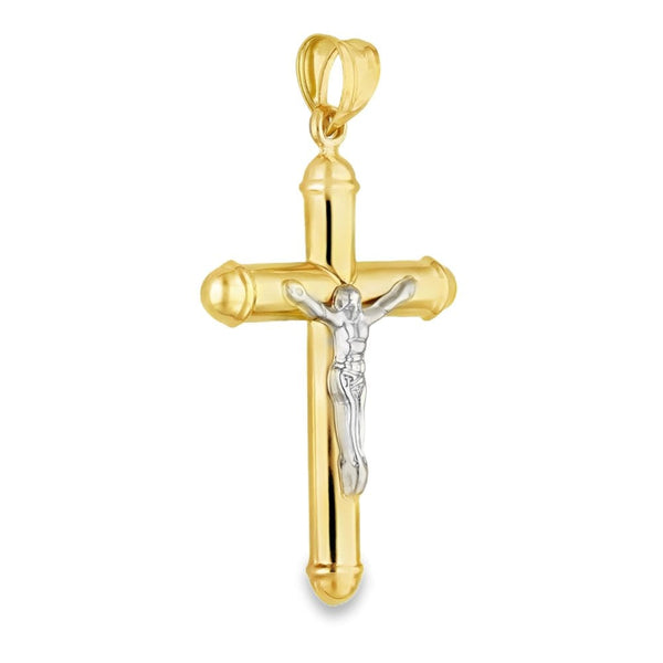 14ct Yellow Gold Crucifix Tube Pendant - 32x47x6mm - 3.0g