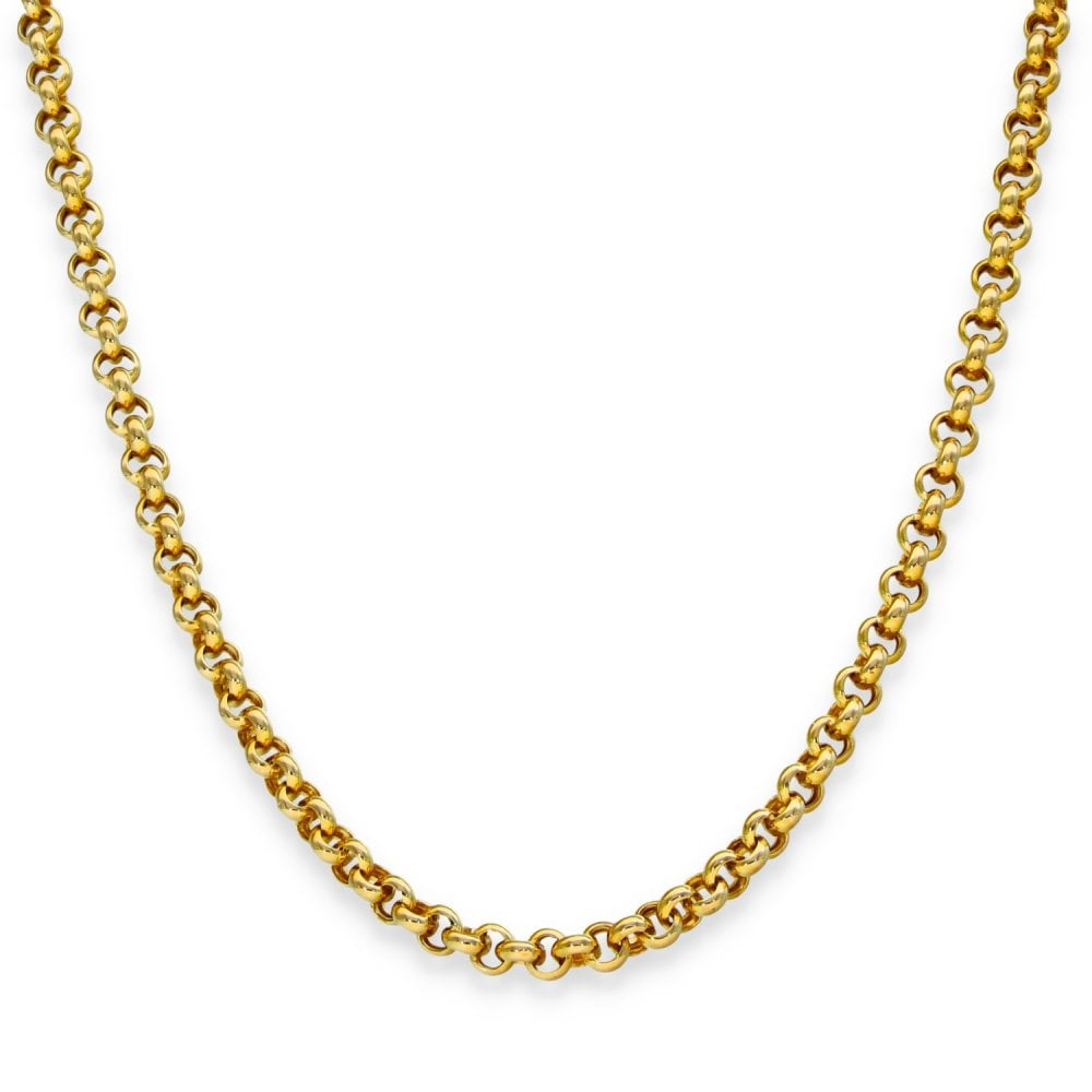 9ct Yellow Gold Hollow Round Belcher Chain - 18" - 6.6g