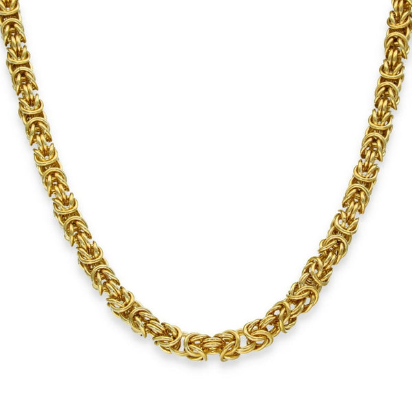 9ct Yellow Gold Heavy Round Byzantine Chain - 24" - 52.4g