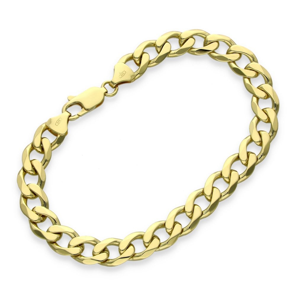 9ct Yellow Gold Curb Bracelet - 8.5" - 26.8g