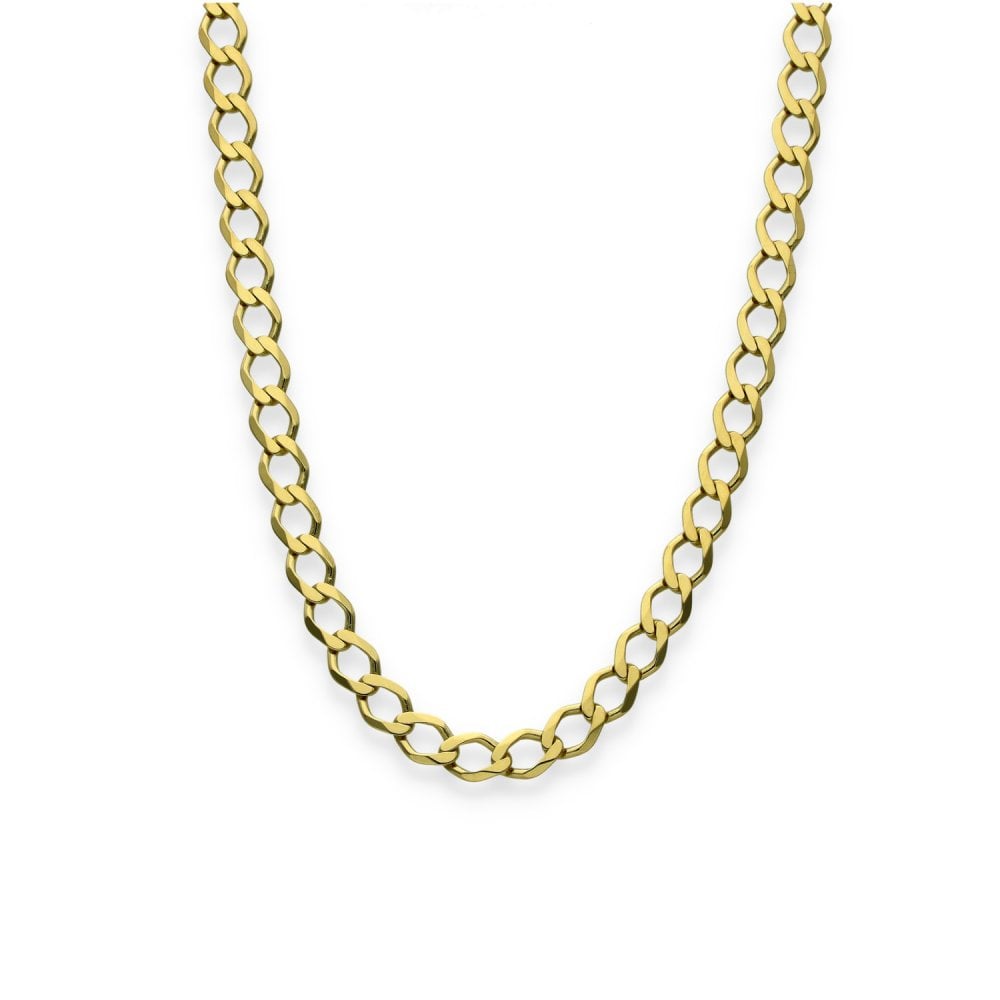 9ct Yellow Gold Flat Curb Chain - 18" - 12.4g
