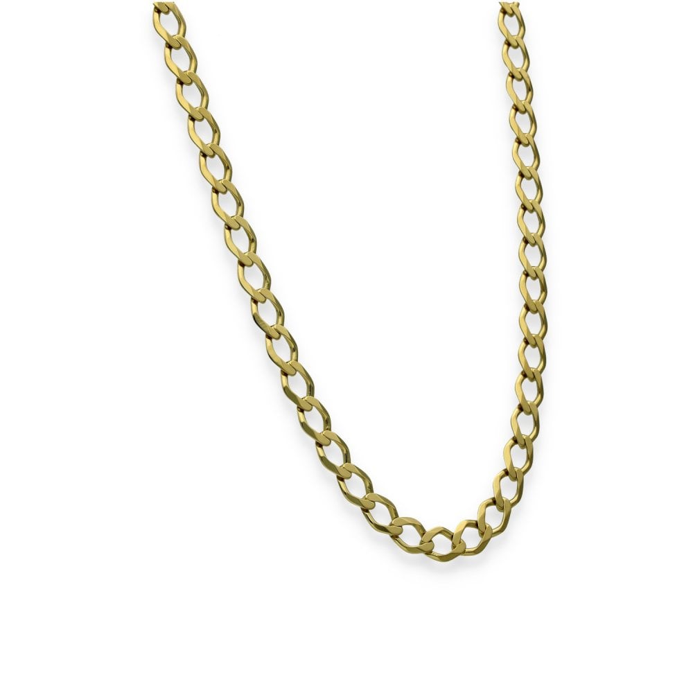 9ct Yellow Gold Flat Curb Chain - 18" - 12.4g