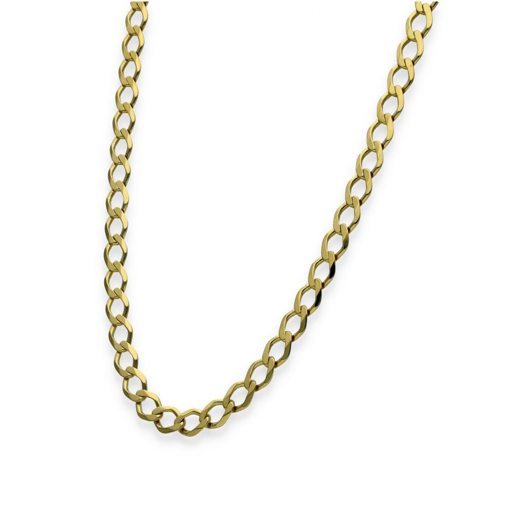 9ct Yellow Gold Flat Curb Chain - 18" - 12.4g