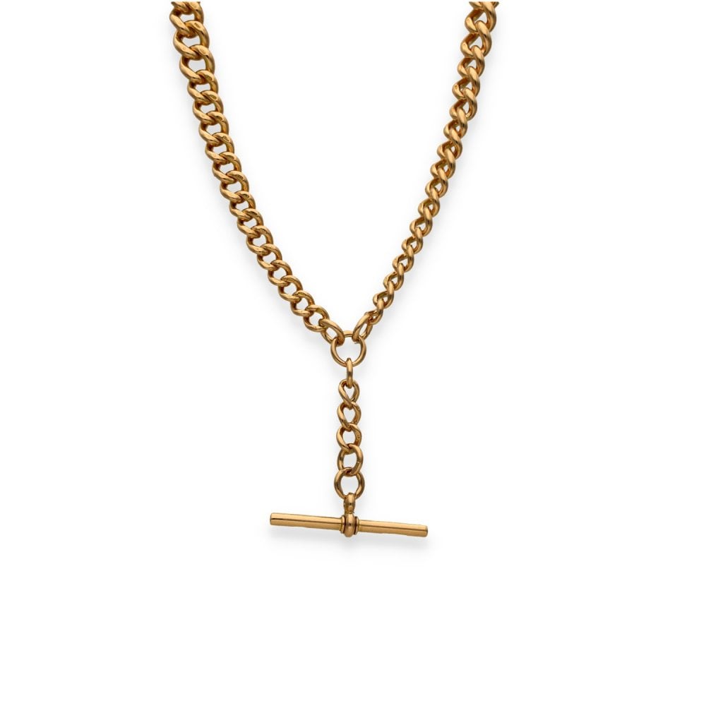 9ct Yellow Gold Heavy Albert Bracelet & T-Bar - 8" - 60.0g