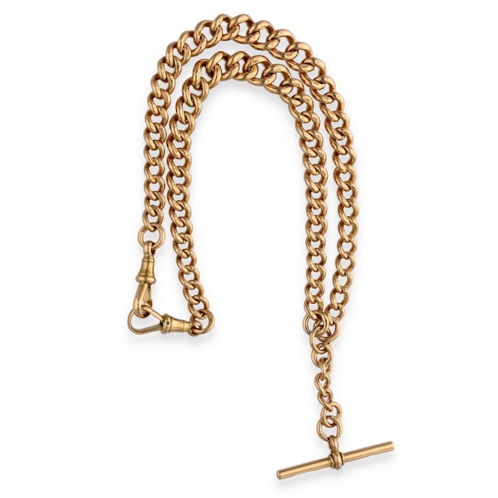 9ct Yellow Gold Heavy Albert Bracelet & T-Bar - 8" - 60.0g
