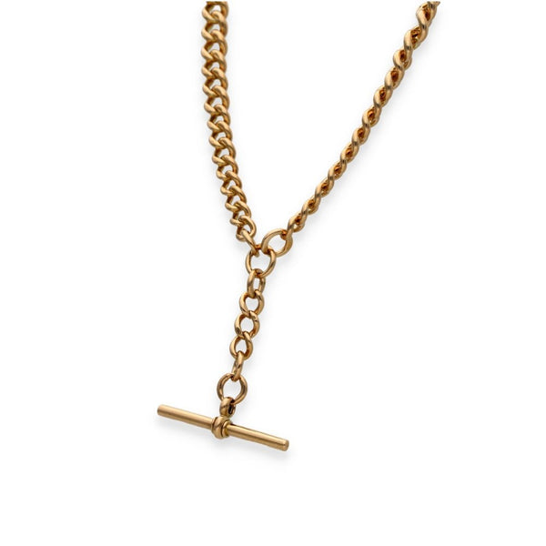 9ct Yellow Gold Heavy Albert Bracelet & T-Bar - 8" - 60.0g
