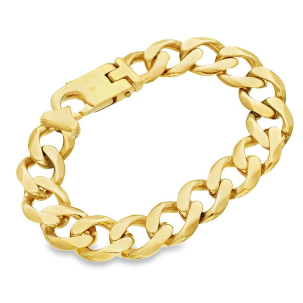 9ct Yellow Gold Heavy Flat Curb Bracelet - 8" - 53.0g