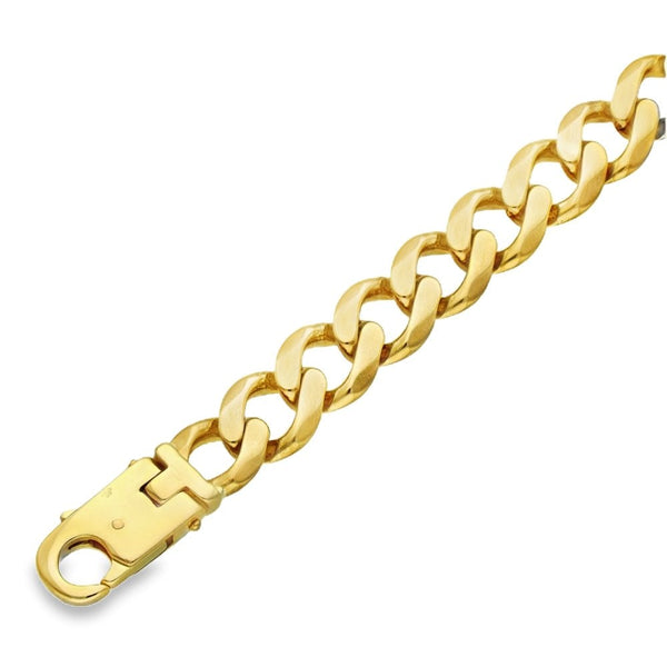 9ct Yellow Gold Heavy Flat Curb Bracelet - 8" - 53.0g