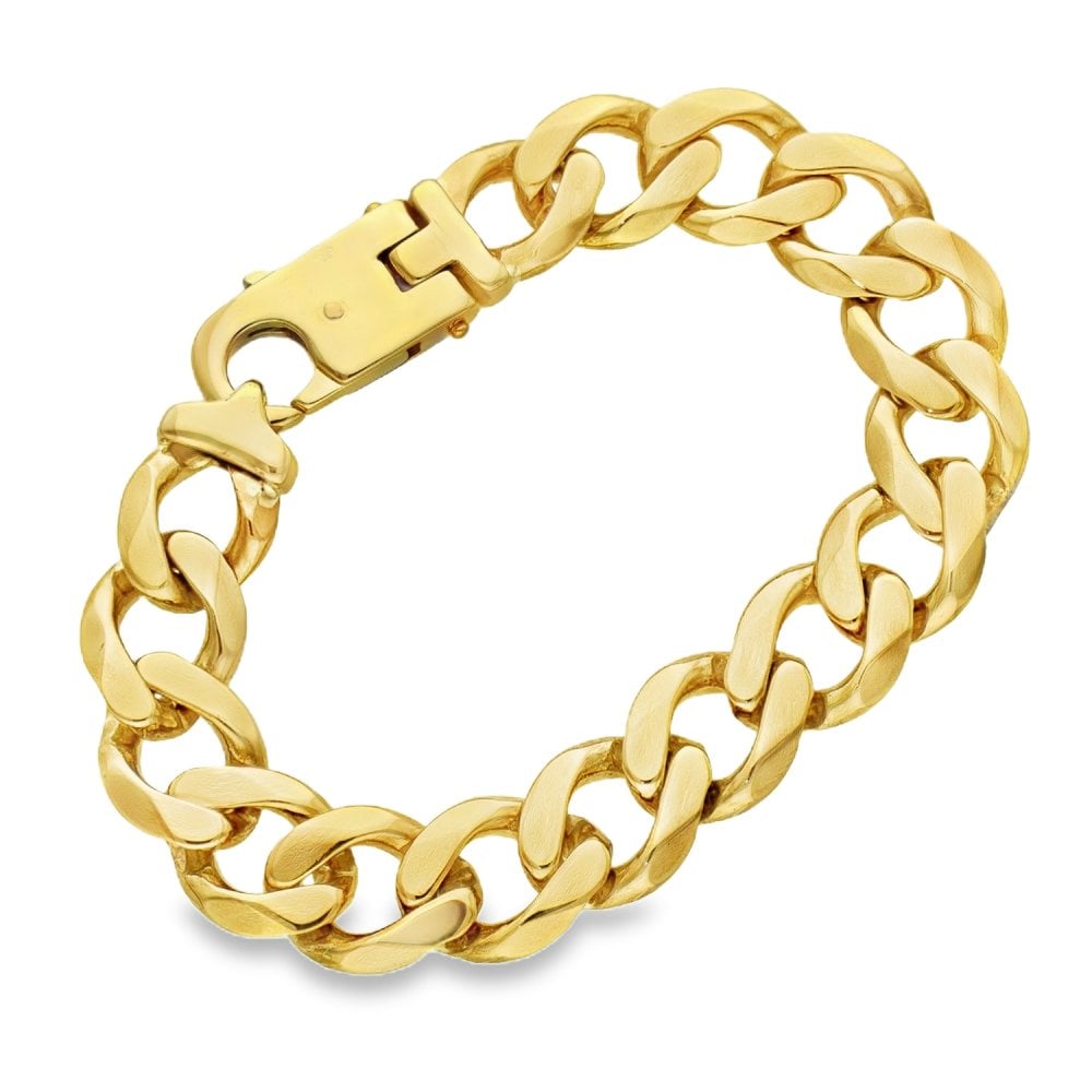 9ct Yellow Gold Heavy Flat Curb Bracelet - 8" - 53.0g