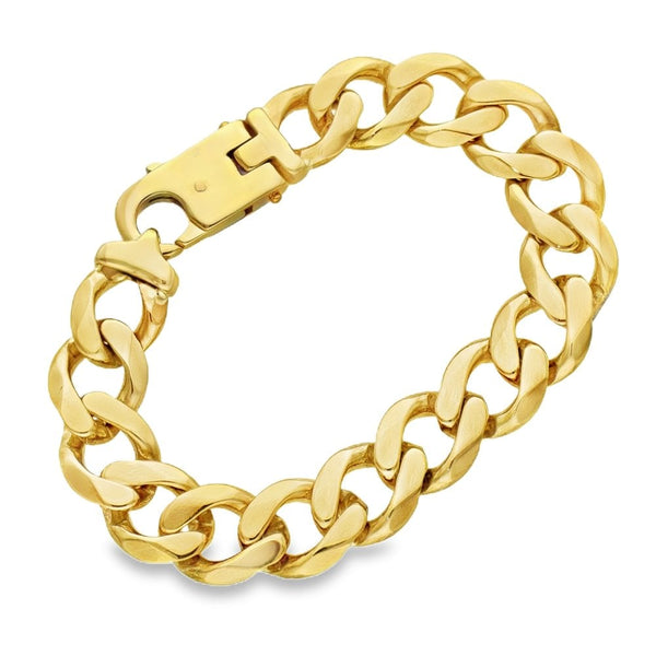9ct Yellow Gold Heavy Flat Curb Bracelet - 8" - 53.0g
