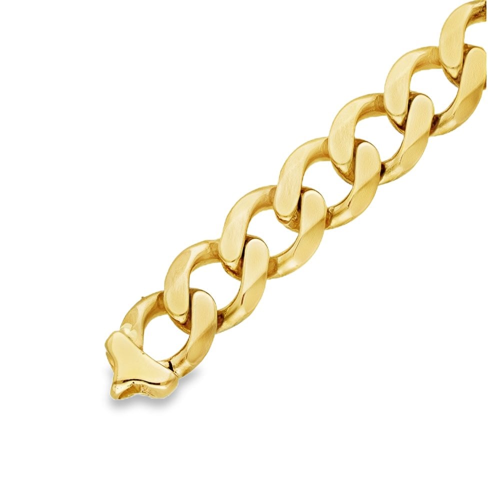 9ct Yellow Gold Heavy Flat Curb Bracelet - 8" - 53.0g