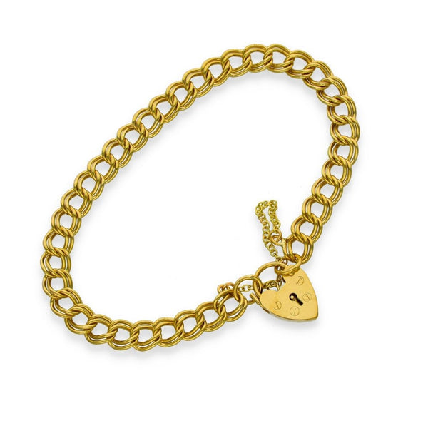 9ct Yellow Gold Double-Link Curb Bracelet - 7" - 9.4g