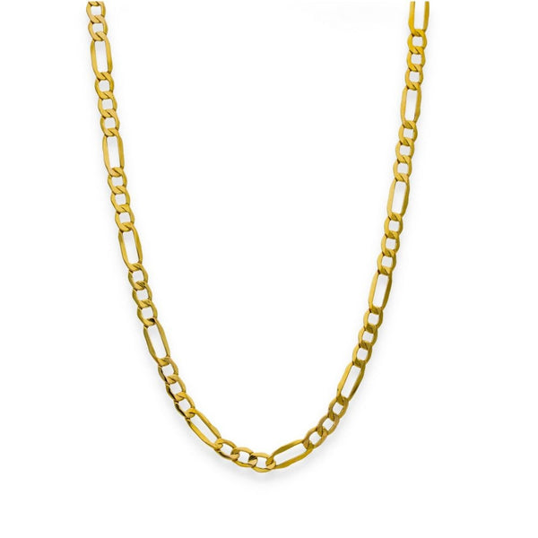 9ct Yellow Gold Flat Figaro Chain - 24" - 4.6g